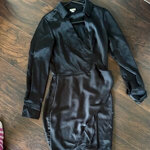 a new day Black Satin Long Sleeve Dress